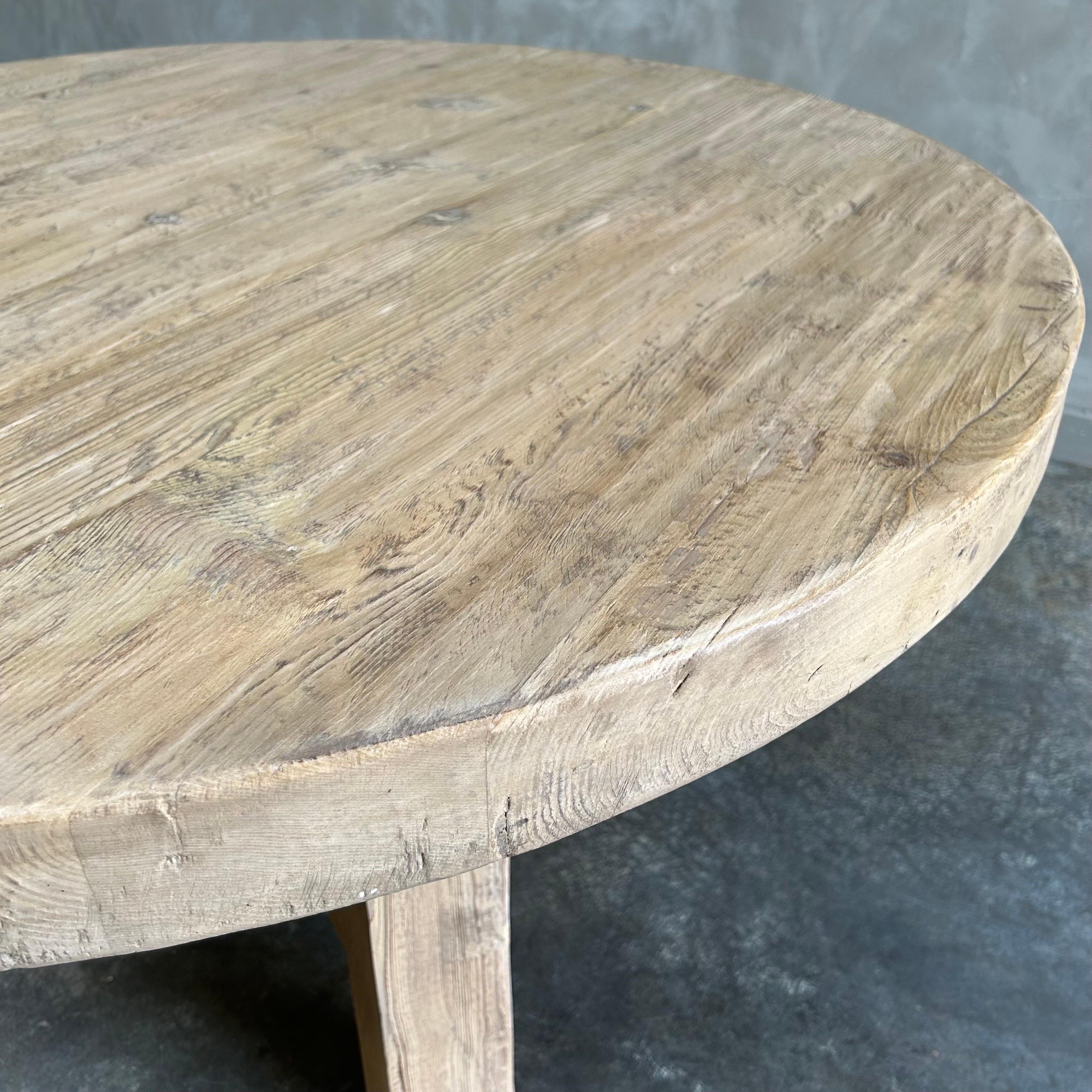 Custom Made Round Elm Wood Dining Table For Sale 5