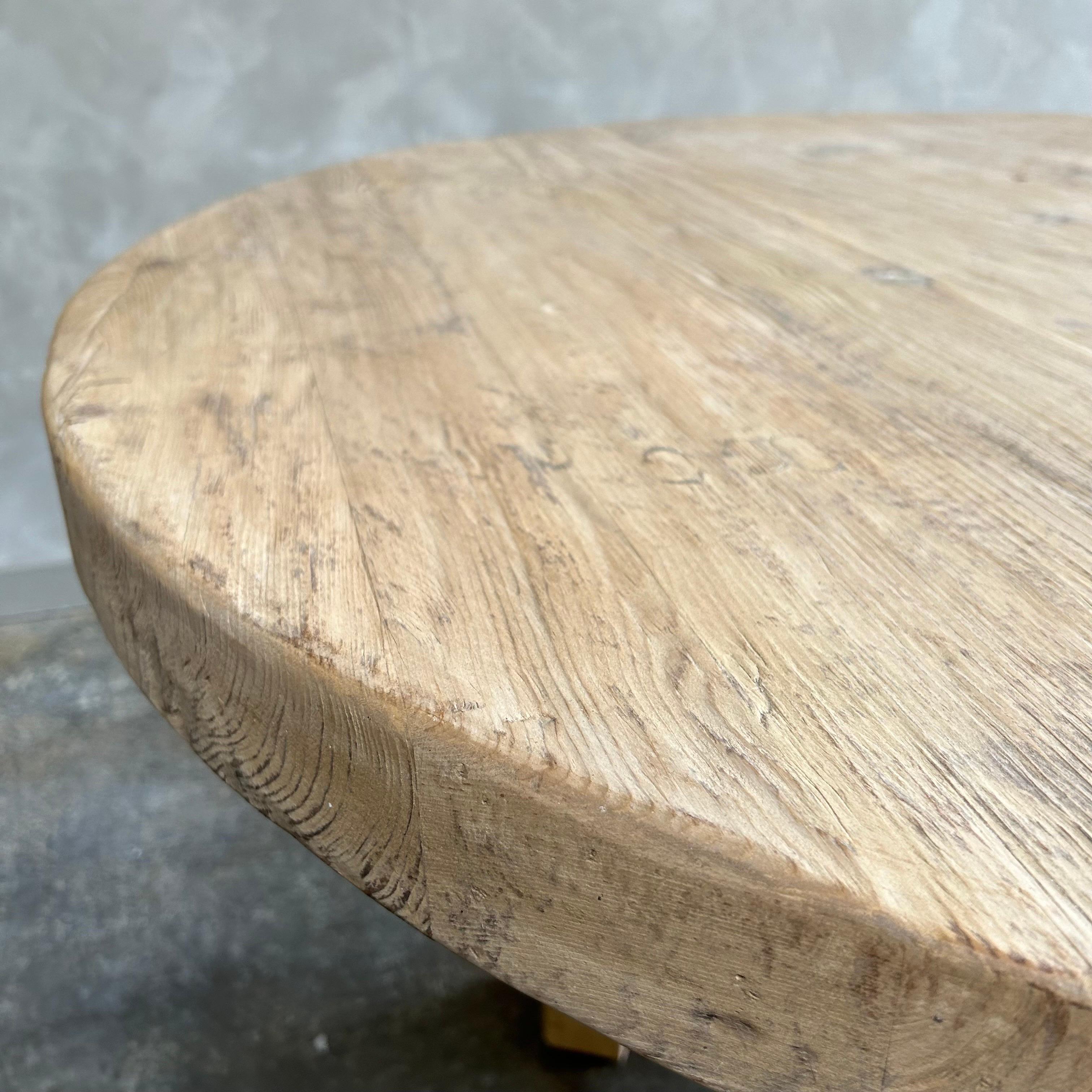 Custom Made Round Elm Wood Dining Table For Sale 2
