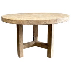 Custom Made Round Elm Wood Dining Table