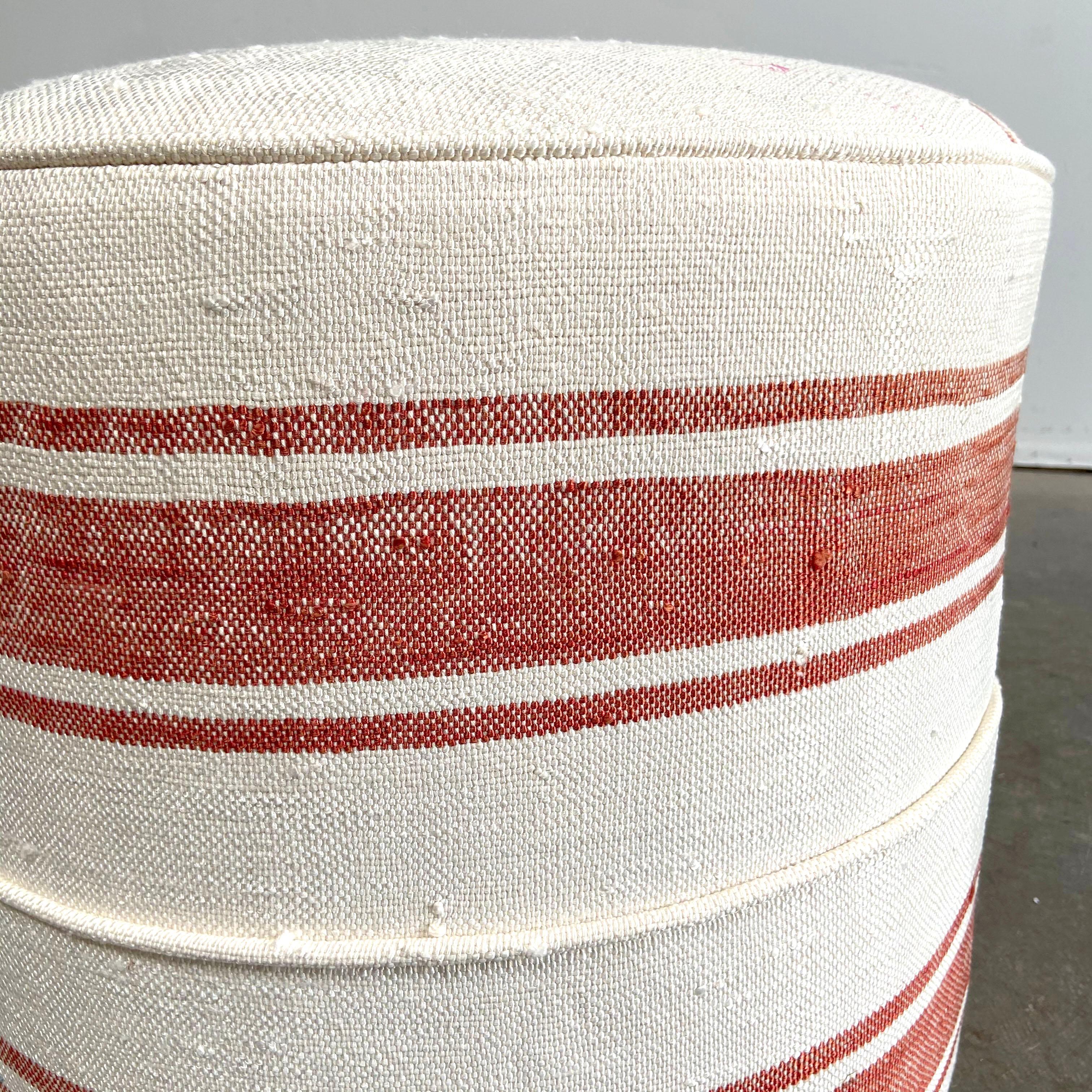 20th Century Custom Made Round Ottomans from a Woven Sabra Silk Rug