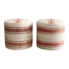 Custom Made Round Ottomans from a Woven Sabra Silk Rug