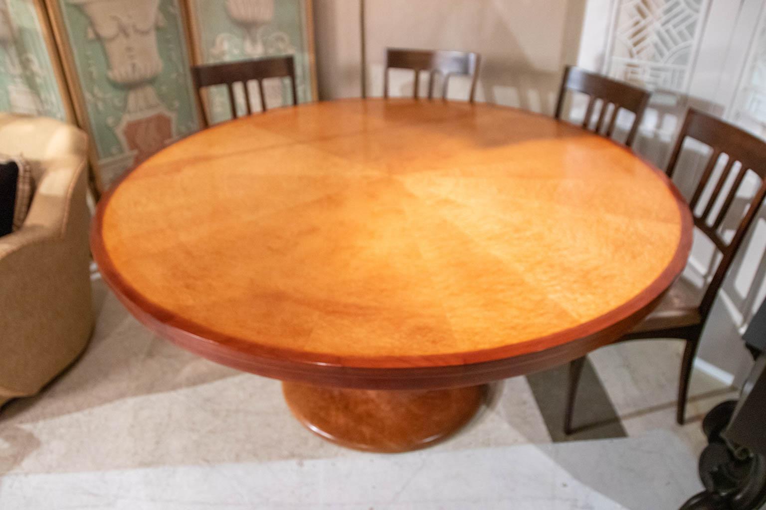 Custom Made Round Pedestal Table by Stephen Piscuskas In Good Condition In Stamford, CT