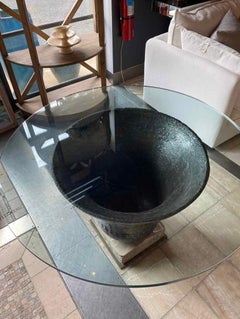 Custom Made Round Pedestal Table with Antique Bell