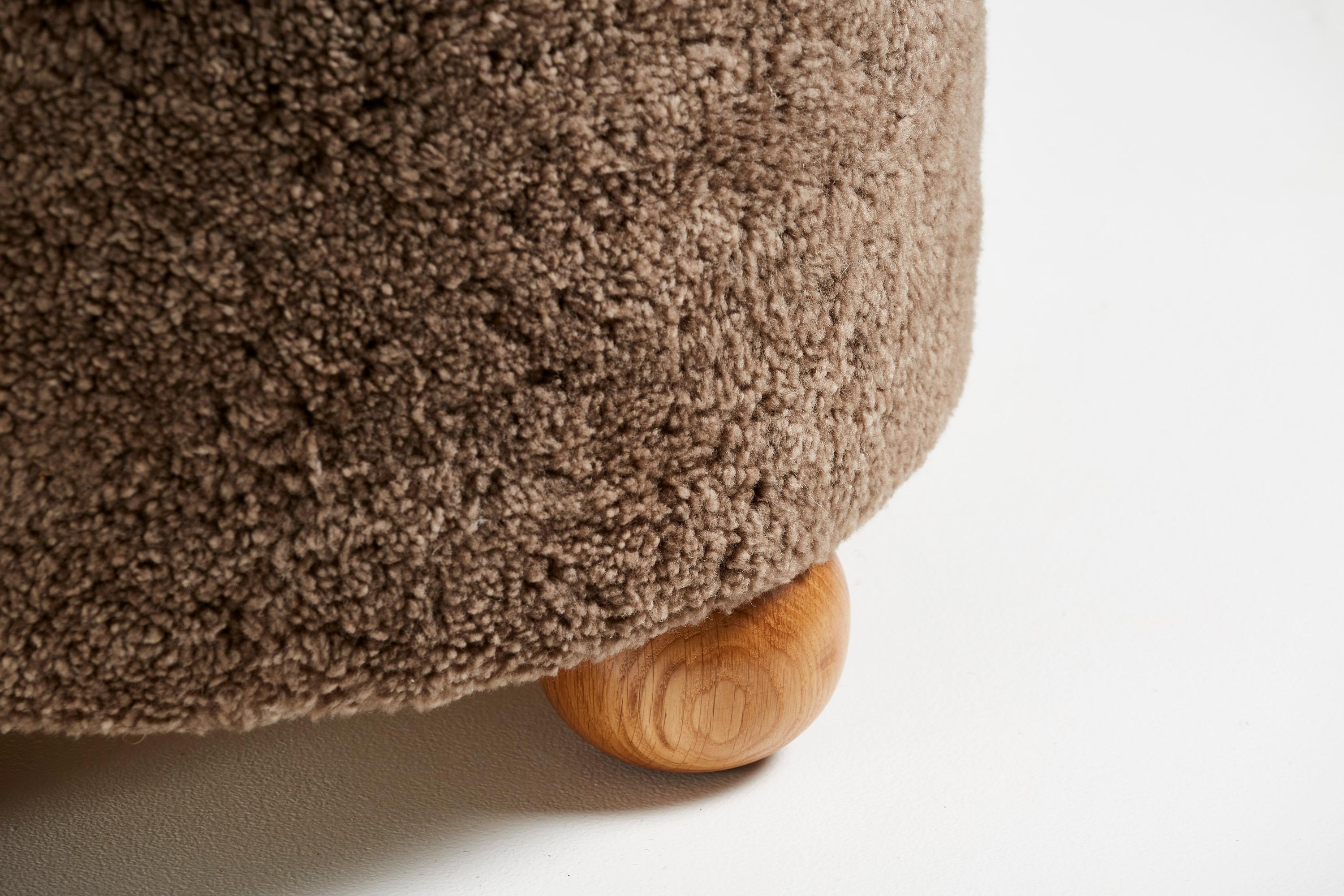 brown boucle ottoman