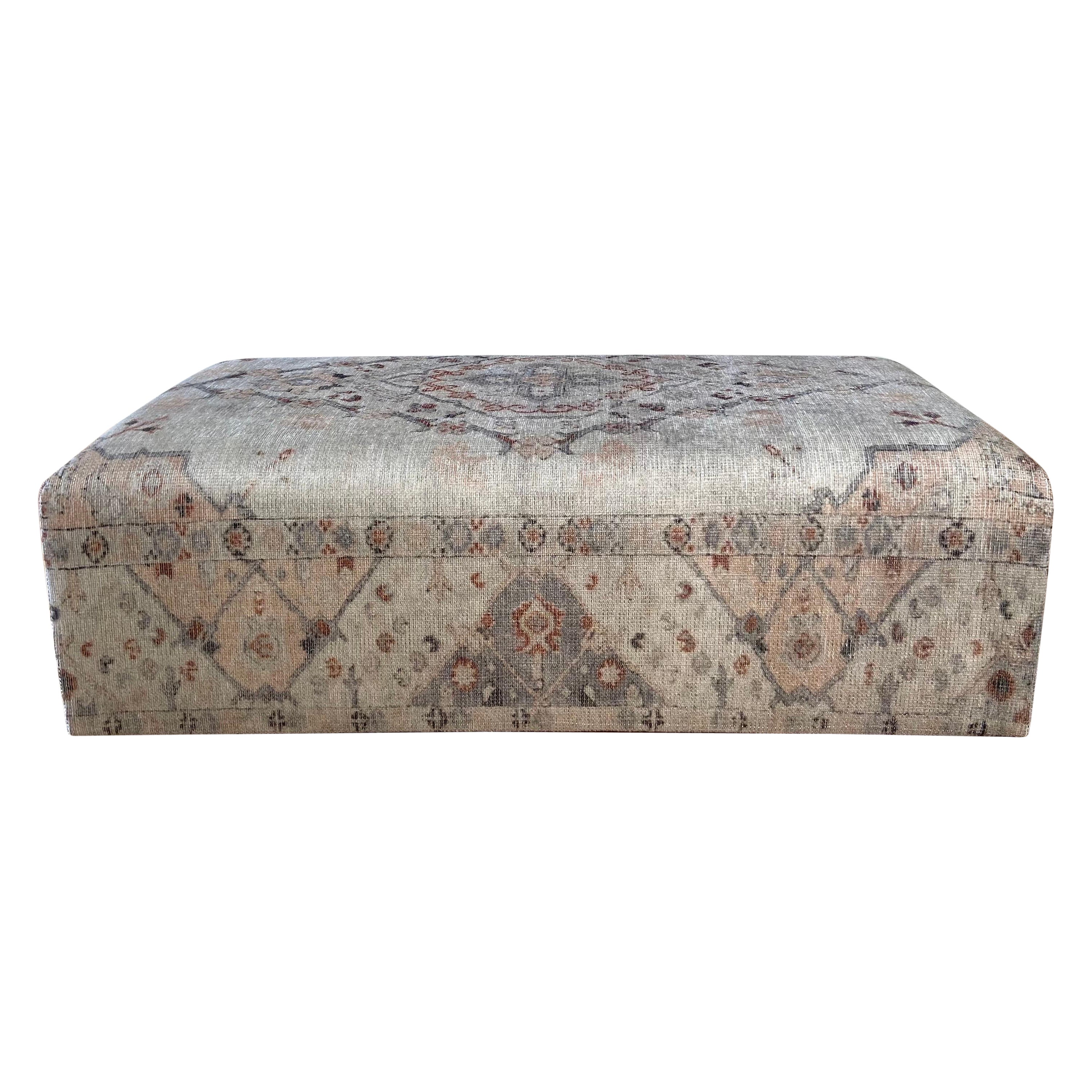 Custom Made Rug Cube Ottoman For Sale