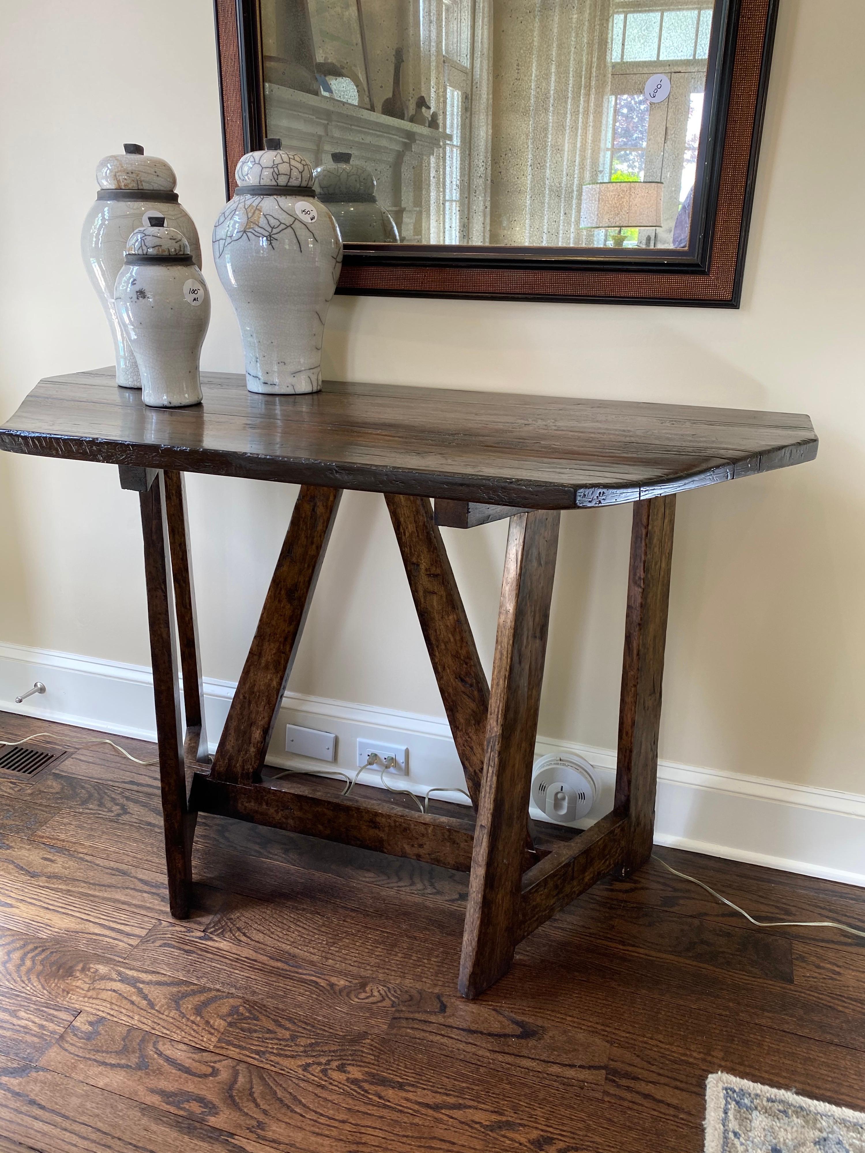 American Custom Made Rustic Console Table, 21st Century