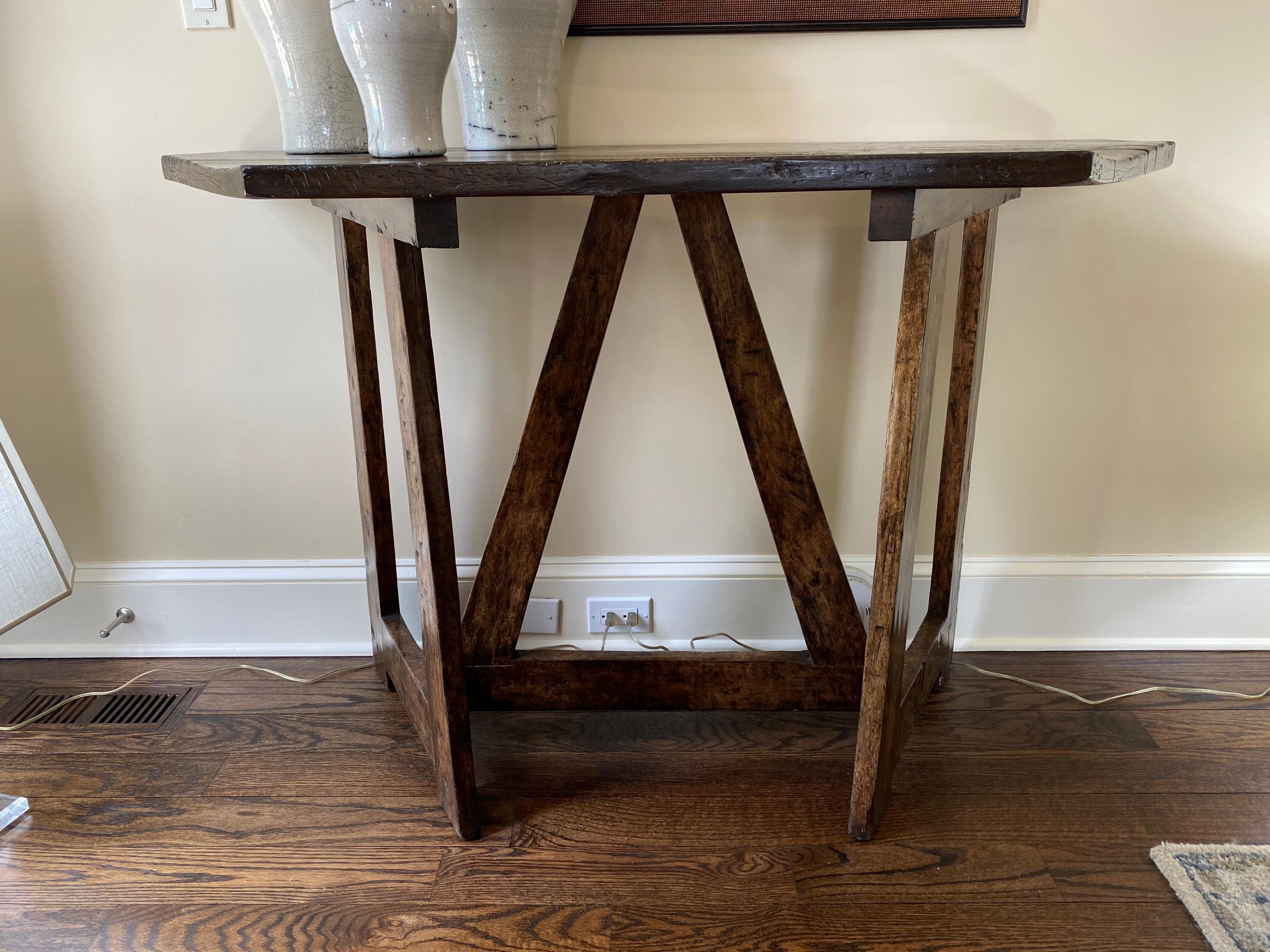 Woodwork Custom Made Rustic Console Table, 21st Century