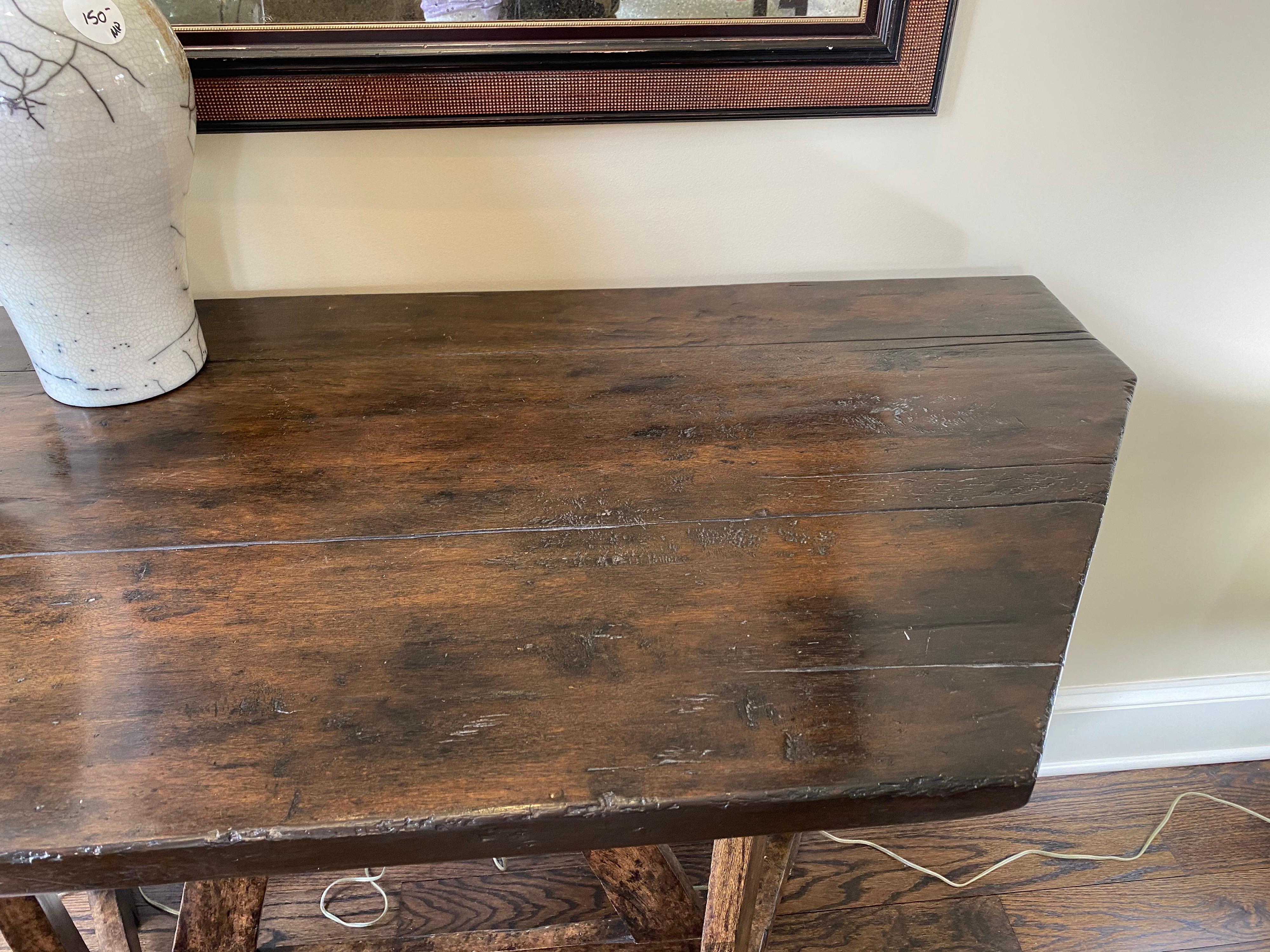 Custom Made Rustic Console Table, 21st Century In Good Condition In Southampton, NY