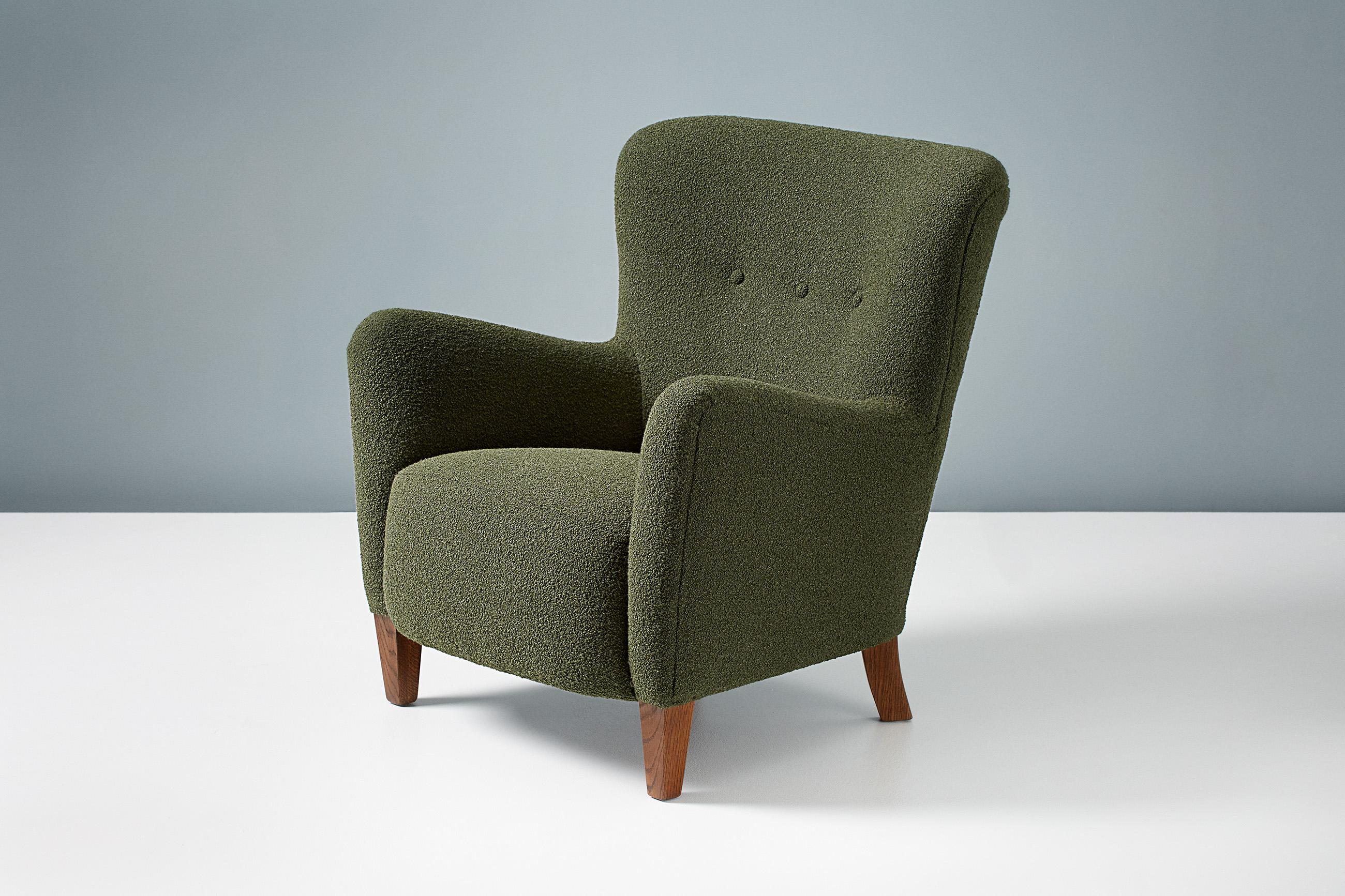 Scandinavian Modern Custom Made RYO boucle Lounge Chair For Sale