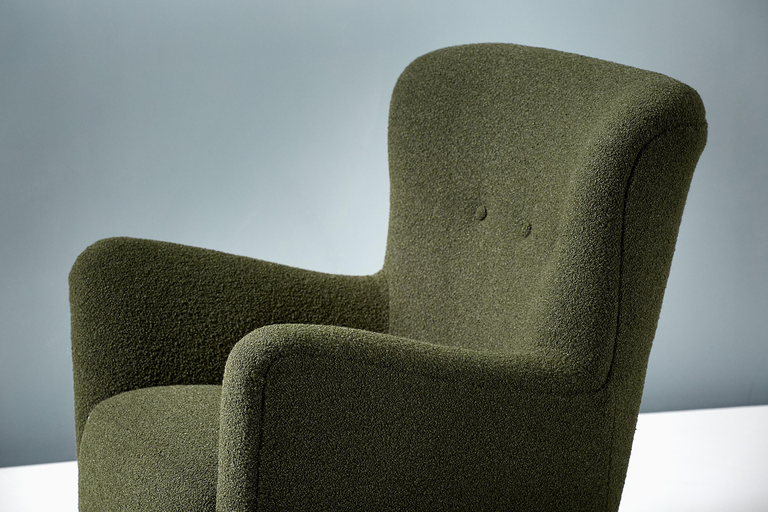 British Custom Made RYO boucle Lounge Chair For Sale