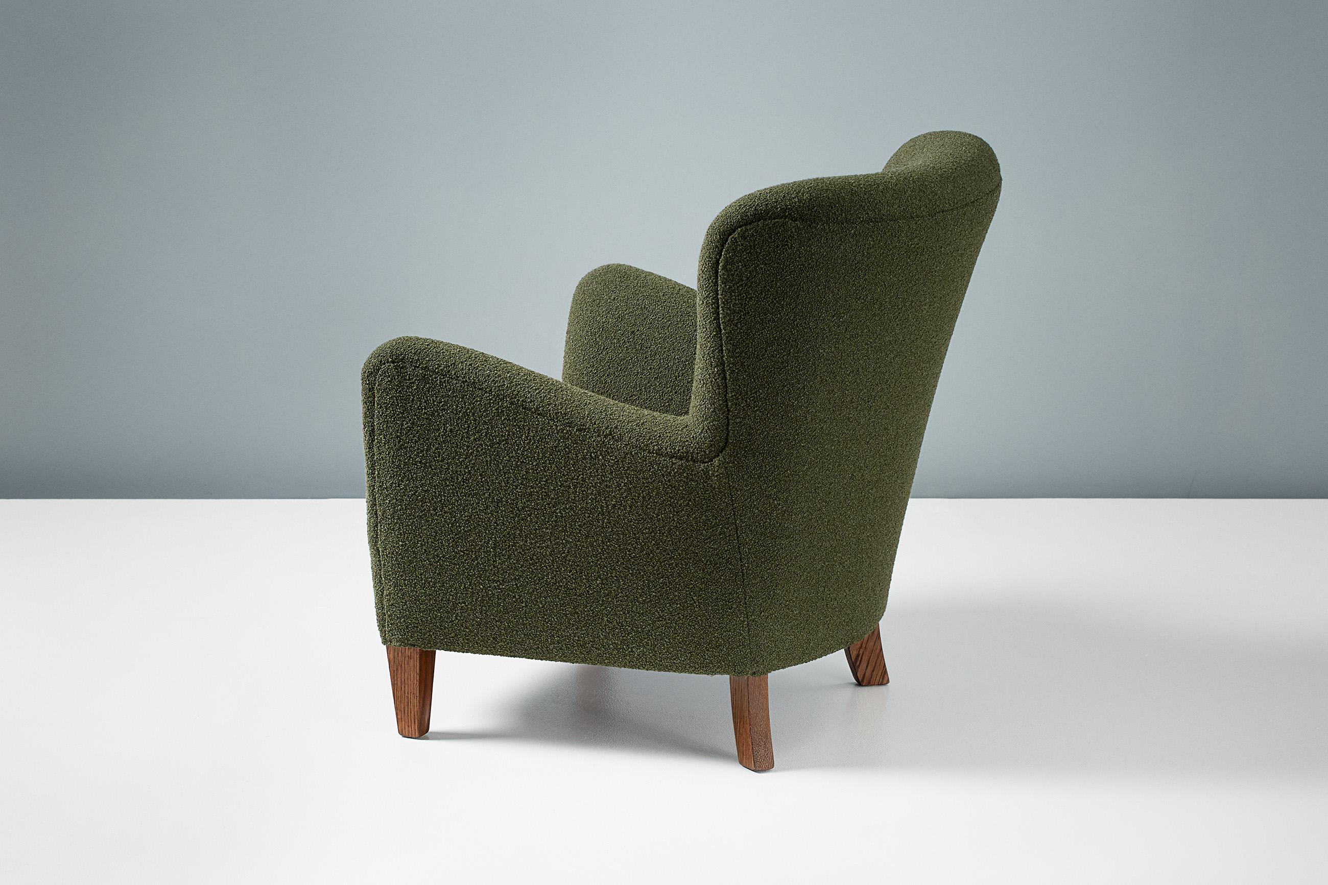 British Custom Made RYO Boucle Lounge Chairs For Sale