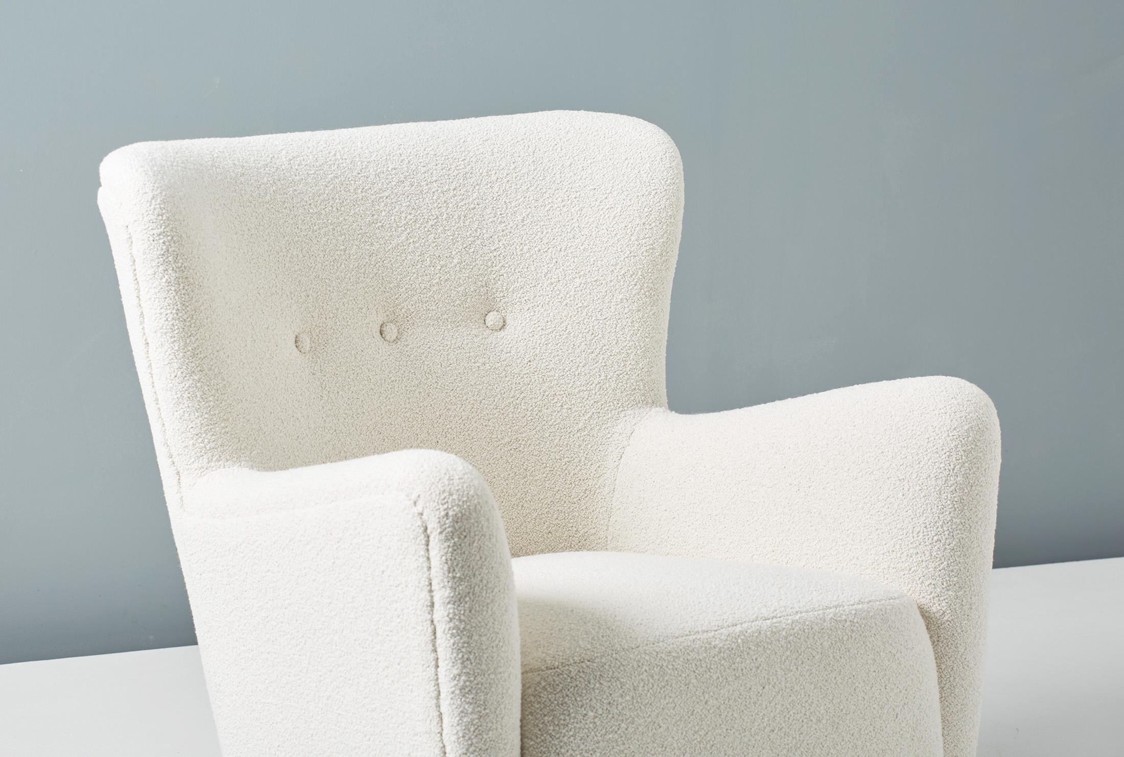Contemporary Custom Made RYO Boucle Lounge Chairs