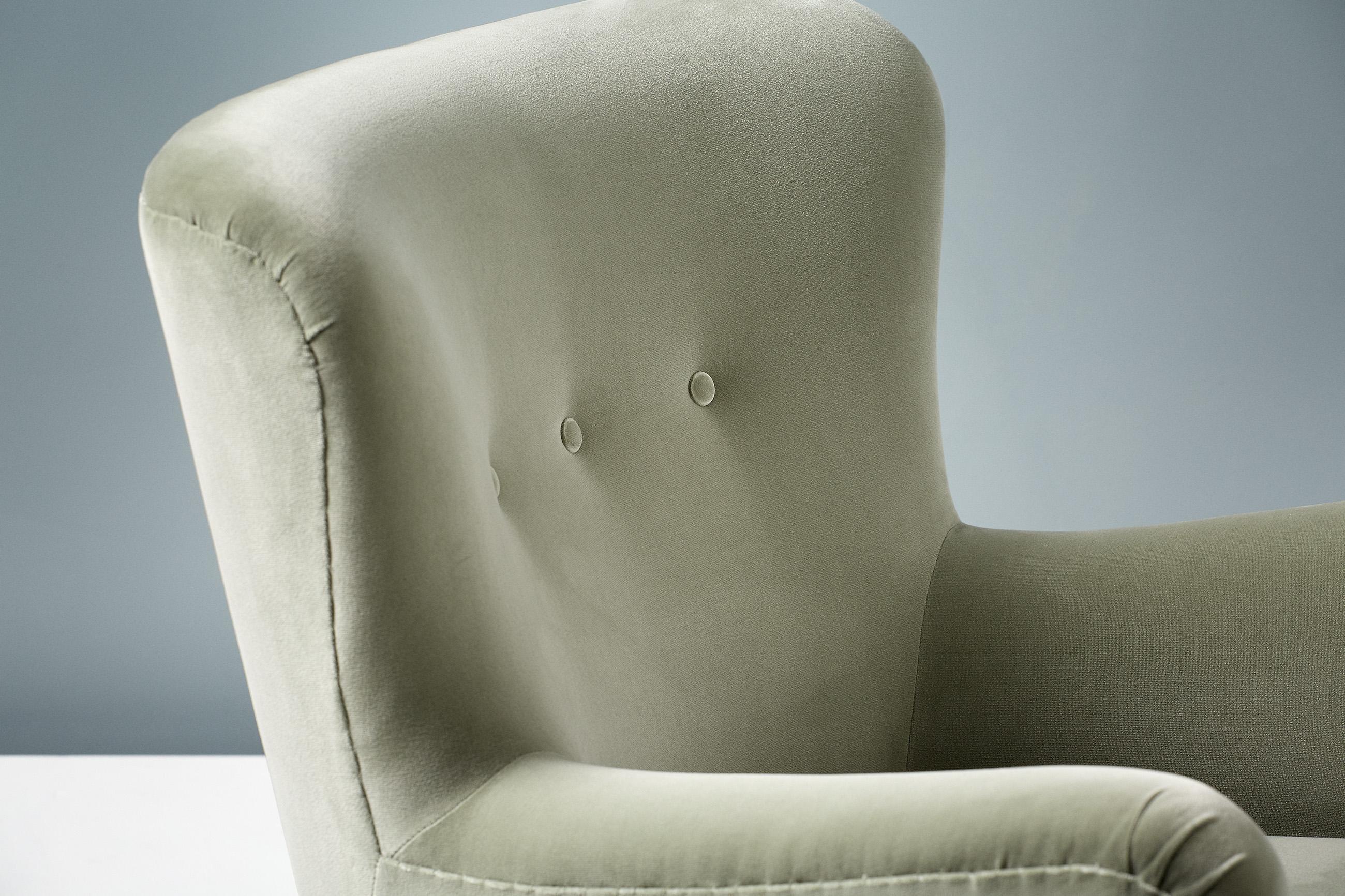 Contemporary Custom Made RYO Velvet Lounge Chair For Sale