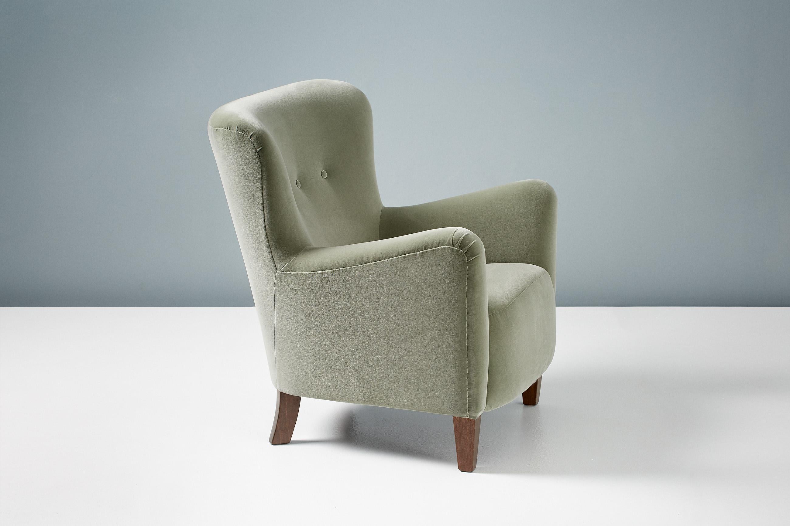 Custom Made RYO Velvet Lounge Chairs For Sale 2
