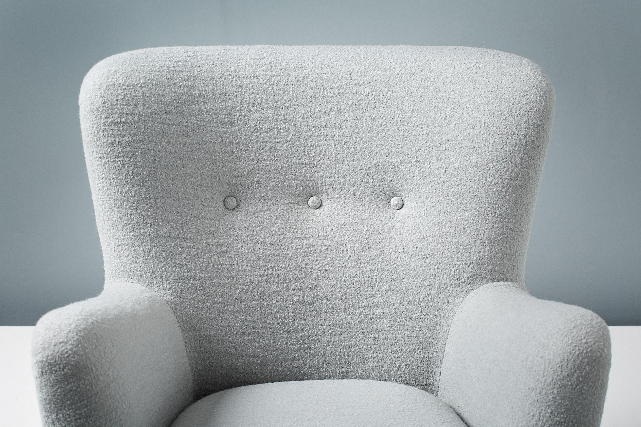 Scandinavian Modern Custom Made RYO Wool Lounge Chair