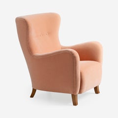 Custom Made Sampo Mohair Velvet Wing Chair