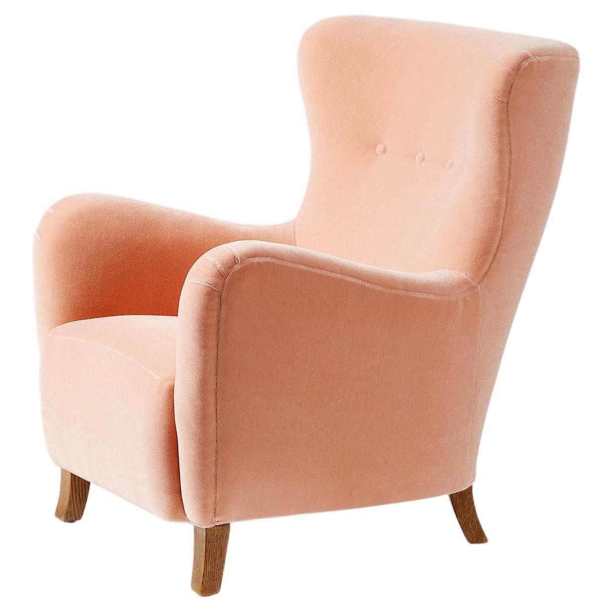 Custom Made Sampo Mohair Velvet Wing Chair