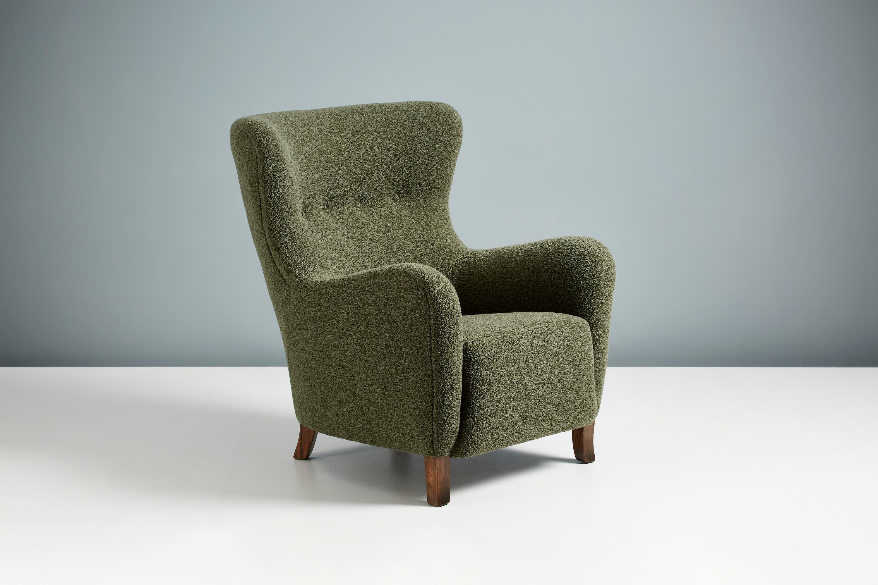 Custom Made Sampo Wing Chair Upholstered in Dedar Nimbus Fabric For Sale 6