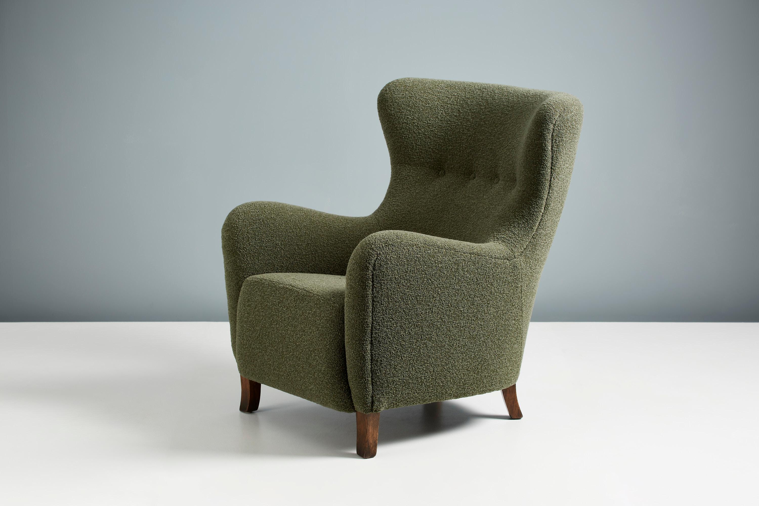 Custom Made Sampo Wing Chair Upholstered in Dedar Nimbus Fabric For Sale 1