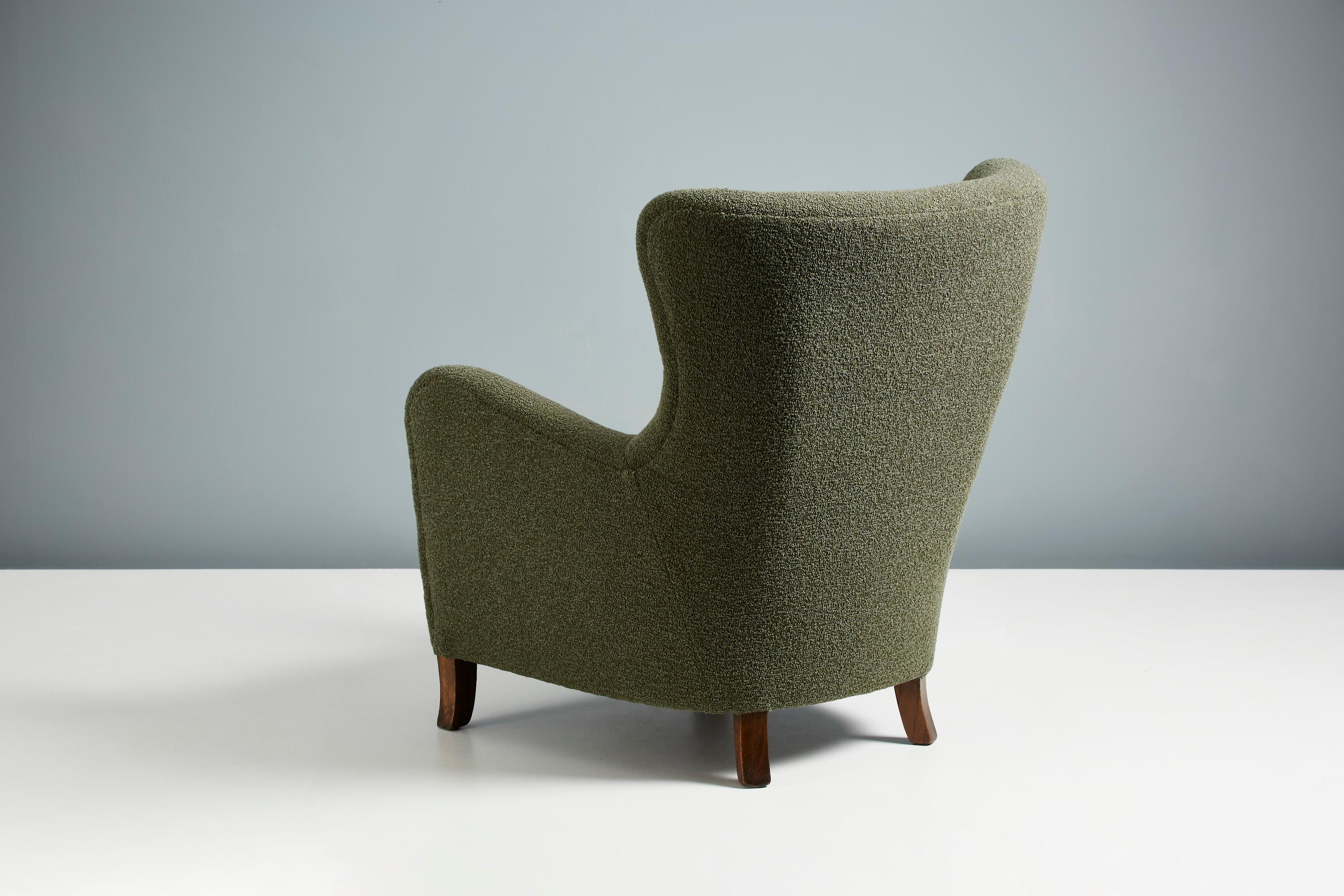 Custom Made Sampo Wing Chair Upholstered in Dedar Nimbus Fabric For Sale 3