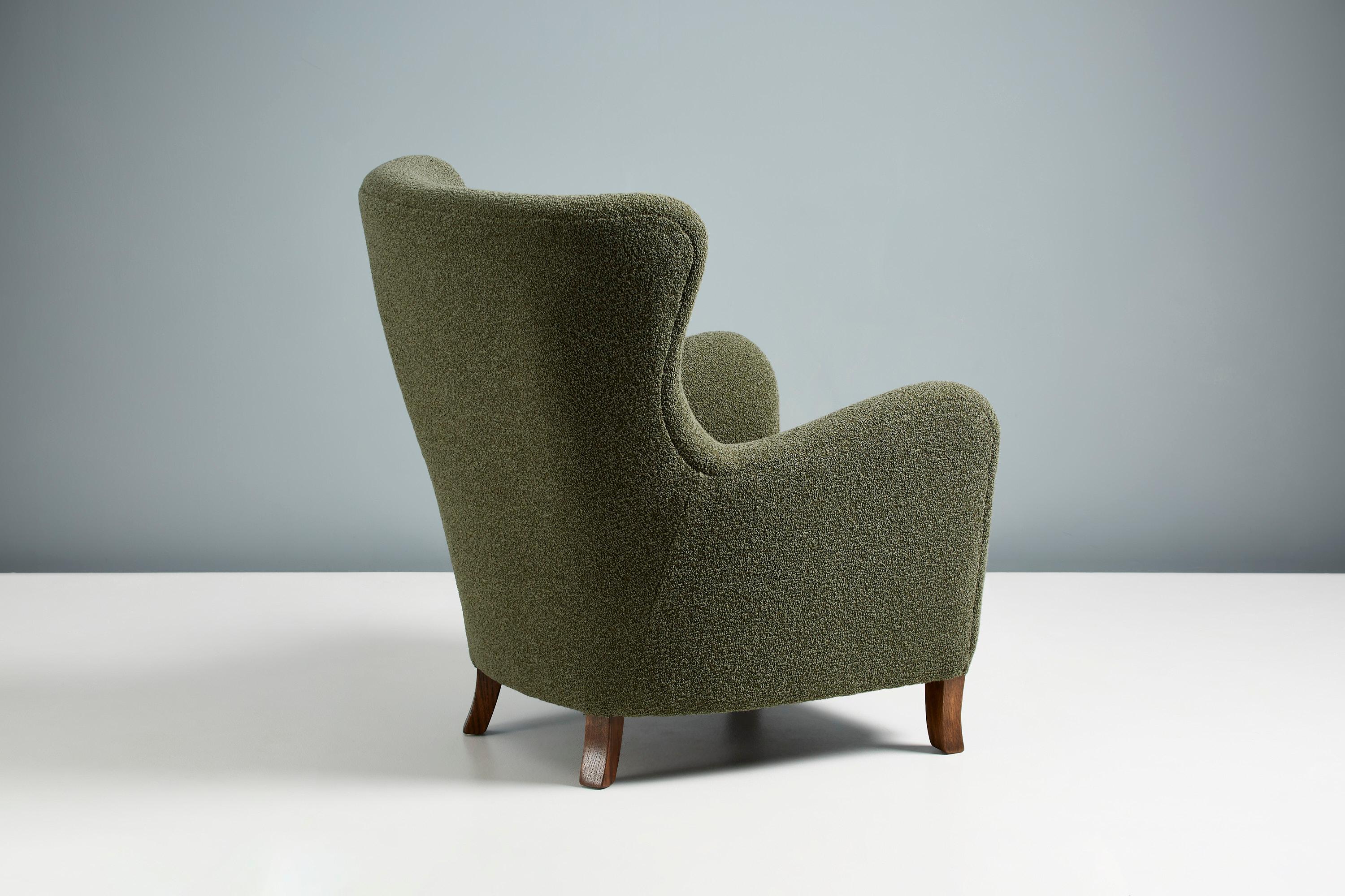 Custom Made Sampo Wing Chair Upholstered in Dedar Nimbus Fabric For Sale 4