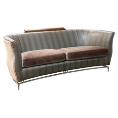 Custom Made Schnadig Furniture Faux Snake Skin and Pink Velvet Upholstered Sofa