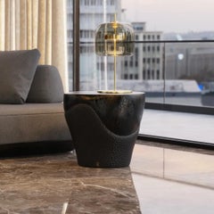 Custom Made Sculptural Artistic Side Table In Antique Brass Finish