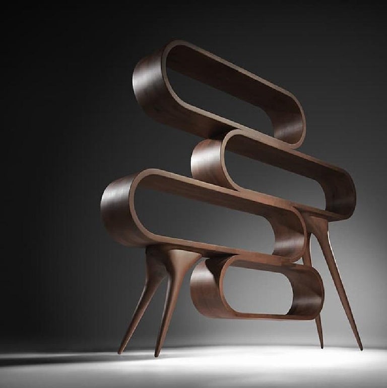 Made to Measure Sculptural Bookshelf in American Walnut For Sale at 1stDibs