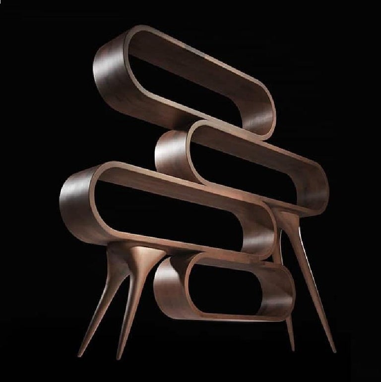 Made to Measure Sculptural Bookshelf in American Walnut For Sale at 1stDibs