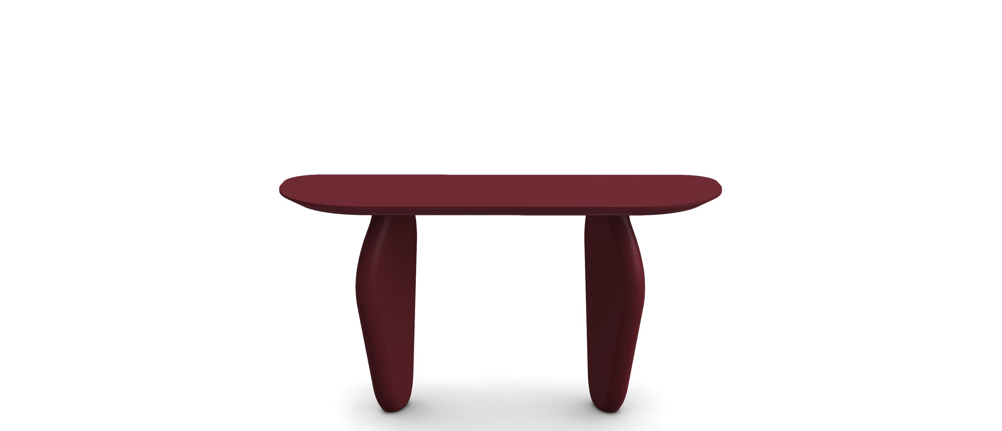 This elegant and stylish console, crafted from solid wood, evokes the enduring presence of monolithic stones and sculptures. Each piece is handcrafted with meticulous attention to detail, reflecting a commitment to high-quality materials and