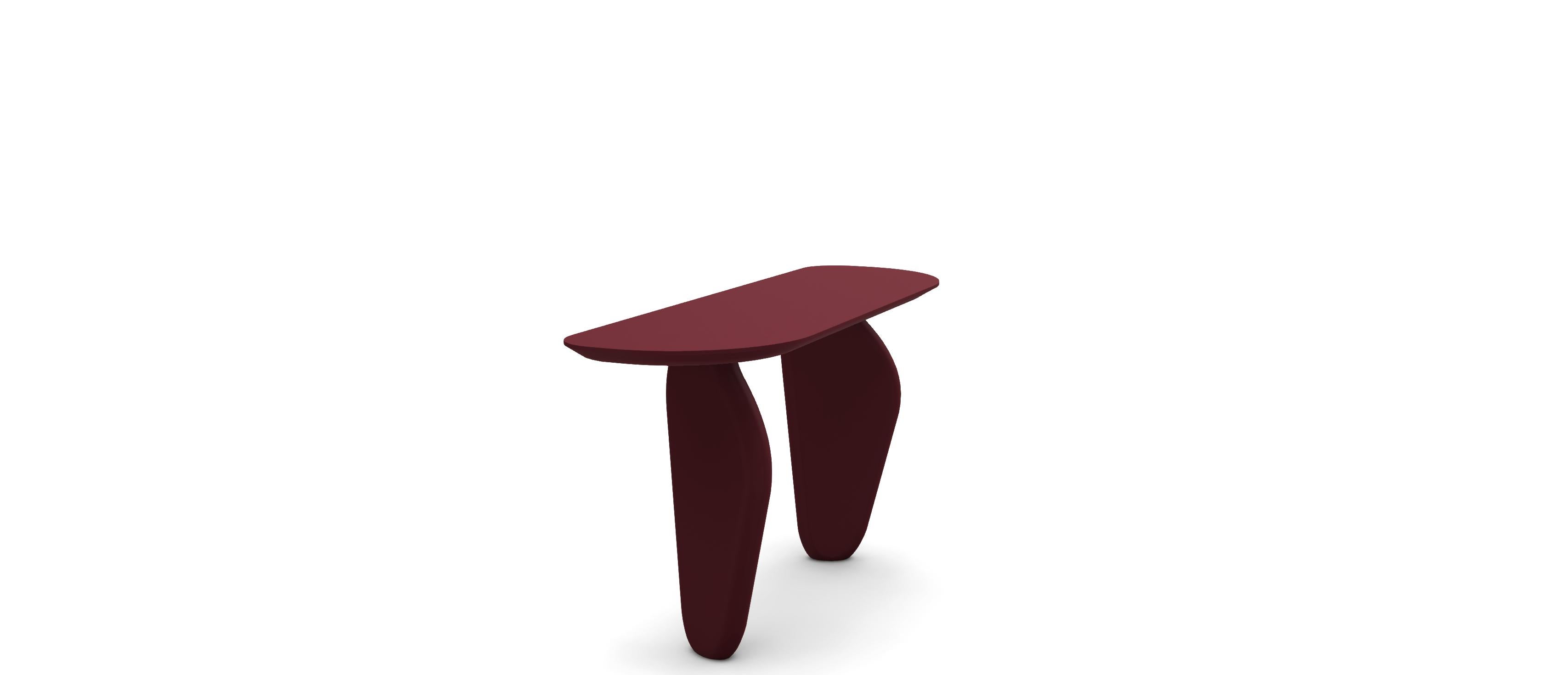 Custom Made Sculptural Monolithic Console In Cherry Red Lacquer Moderno en venta