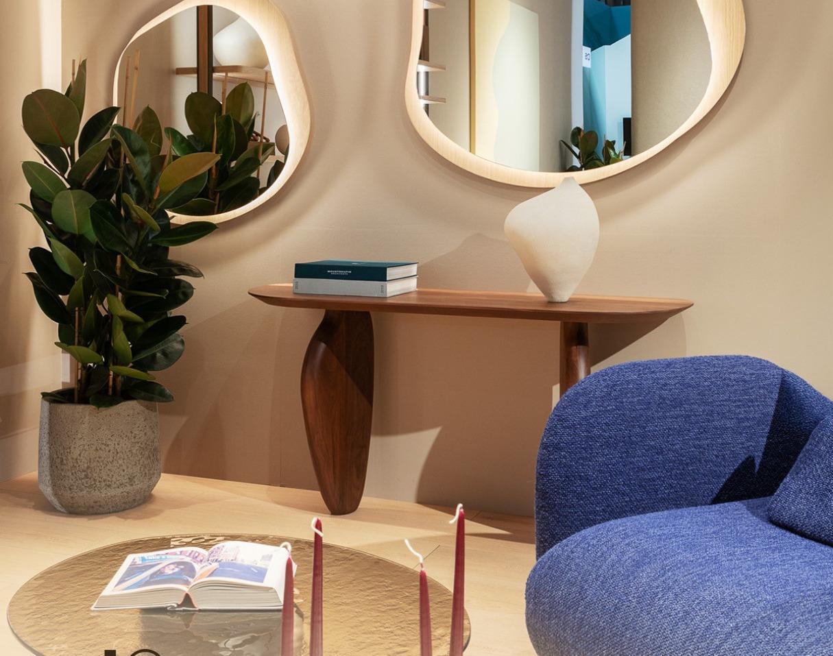 Wood Custom Made Sculptural Monolithic Console In Cherry Red Lacquer For Sale