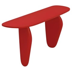 Custom Made Sculptural Monolithic Console In Cherry Red Lacquer