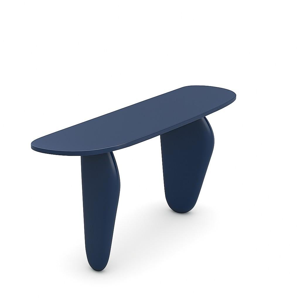 This elegant and stylish console, crafted from solid wood, evokes the enduring presence of monolithic stones and sculptures. Each piece is handcrafted with meticulous attention to detail, reflecting a commitment to high-quality materials and