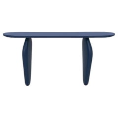 Custom Made Sculptural Monolithic Console In Dark Blue Lacquer