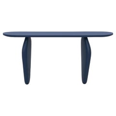 Custom Made Sculptural Monolithic Console In Dark Blue Lacquer