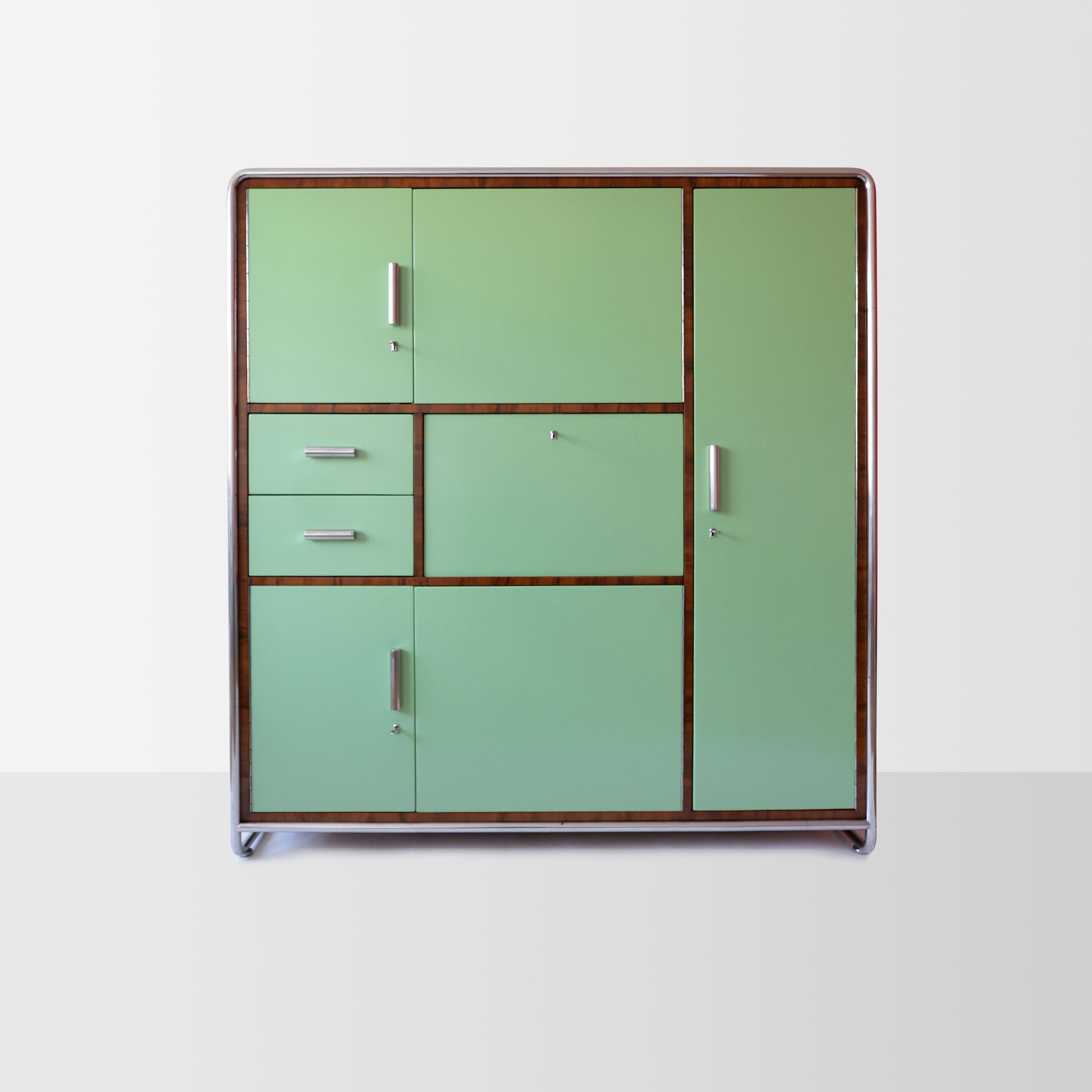 Armario Secretaire A Medida, Metal Cromado, Madera Lacada Y Chapada Alemán en venta