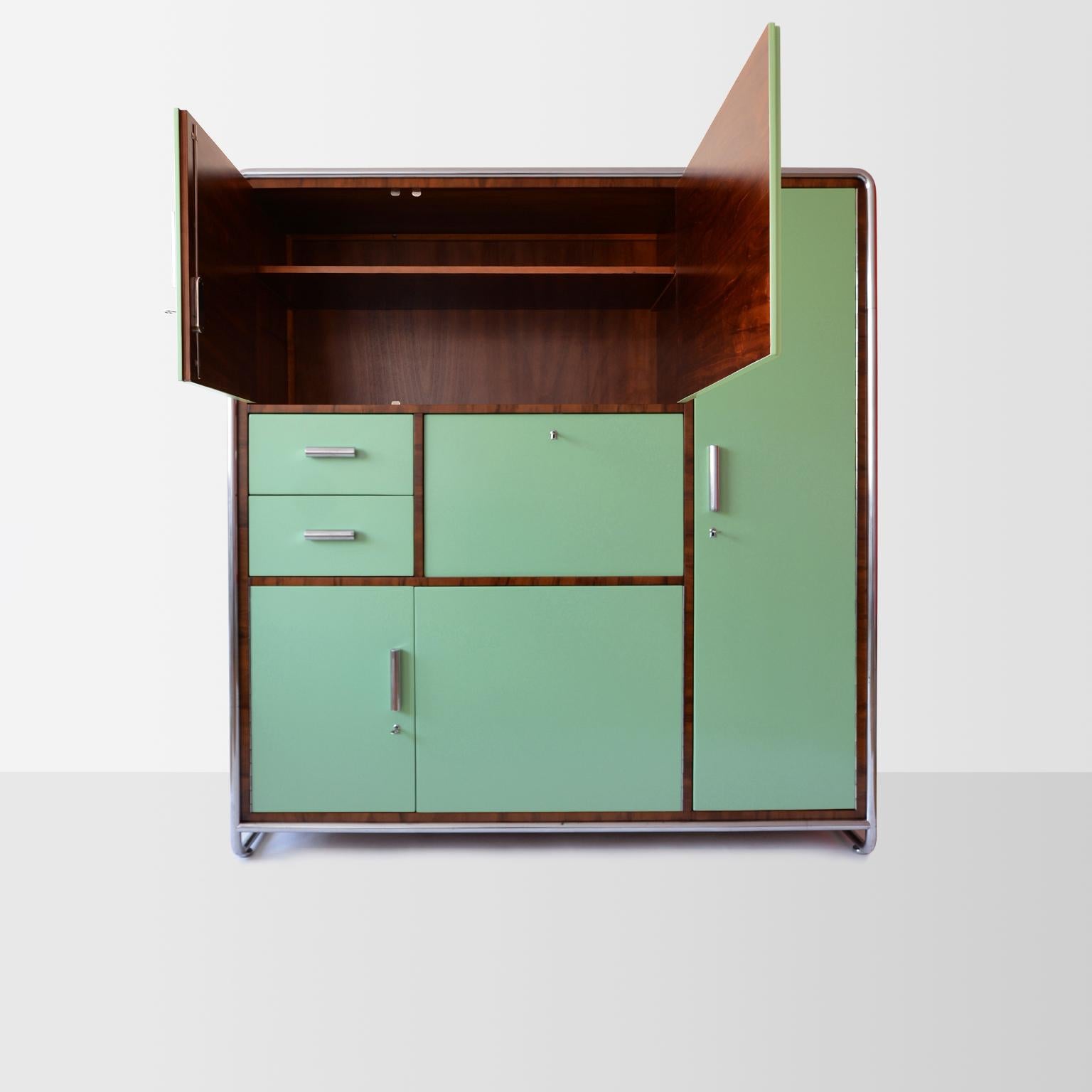Armario Secretaire A Medida, Metal Cromado, Madera Lacada Y Chapada Chapado en venta