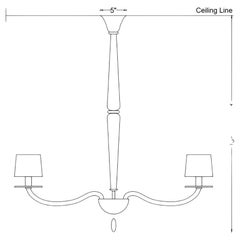 Custom made Serenade 5 arms - color of the glass Moka - Ivory fabric lampshades