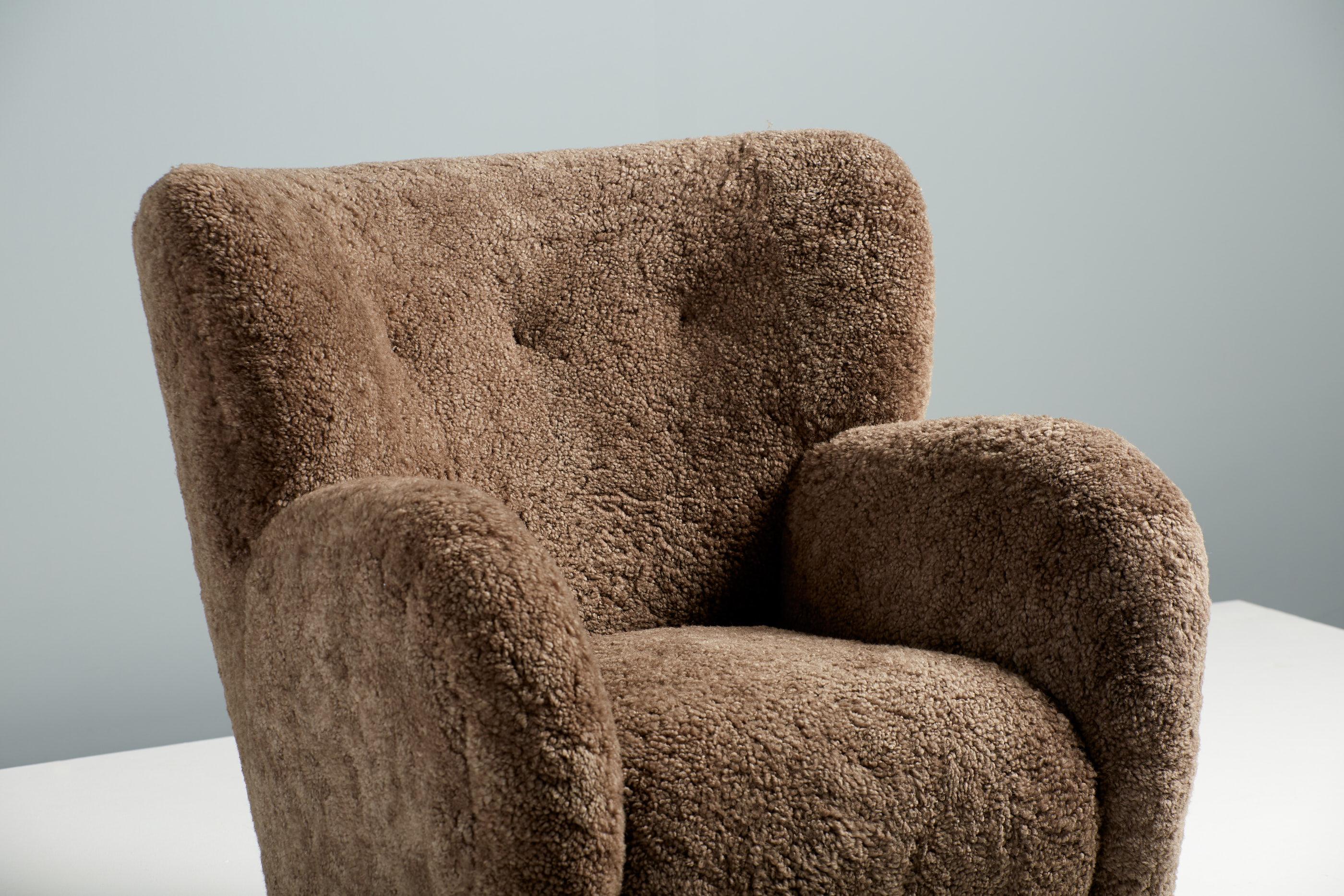 Contemporary Custom Made Sheepskin Karu Armchair For Sale