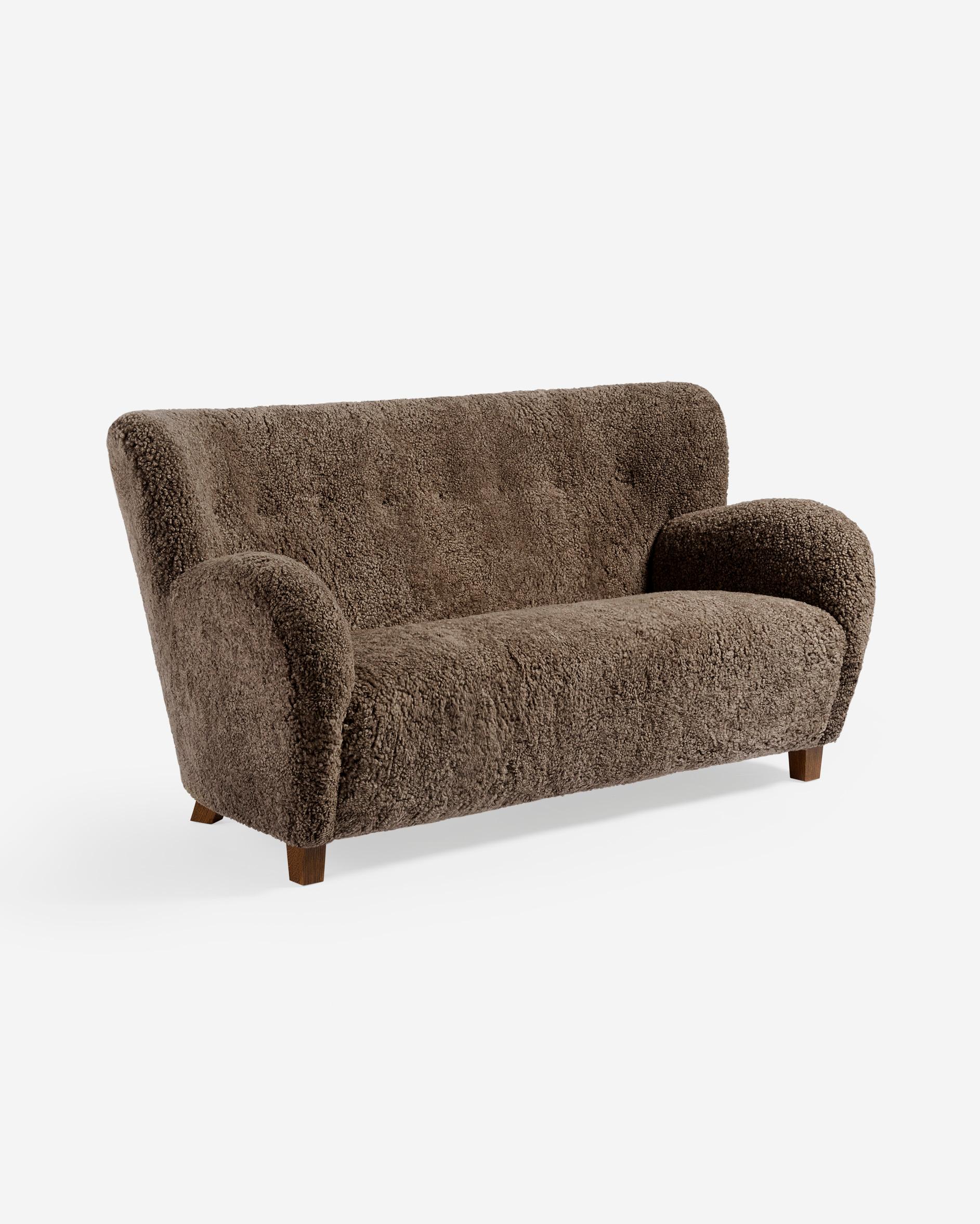Danish Custom Made Sheepskin Karu Sofa by Dagmar For Sale