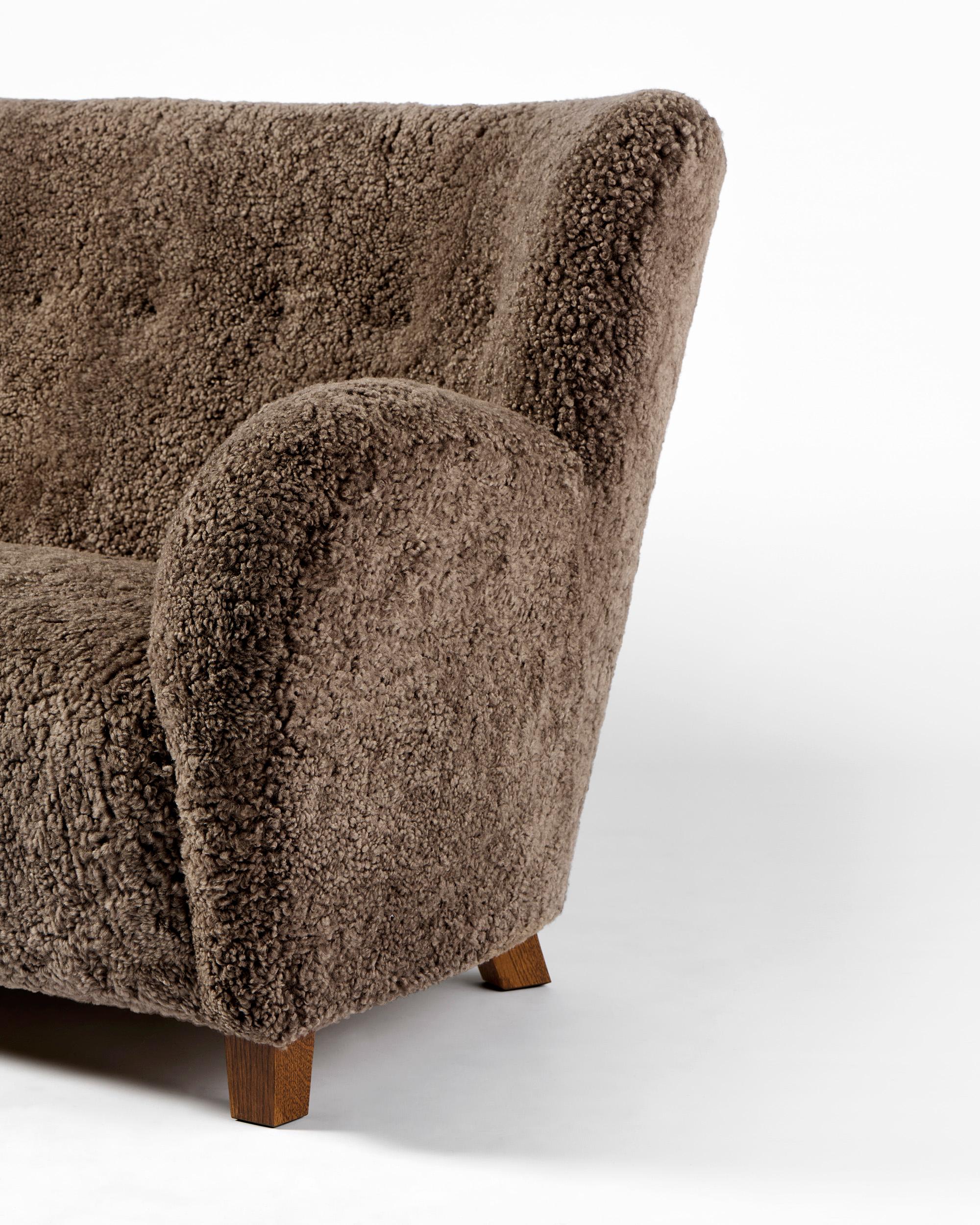 Custom Made Sheepskin Karu Sofa by Dagmar For Sale 2