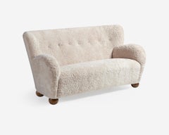 Custom Made Sheepskin Karu Sofa with Ball Feet by Dagmar