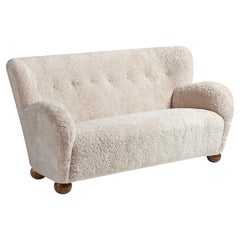 Custom Made Sheepskin Karu Sofa with Ball Feet by Dagmar