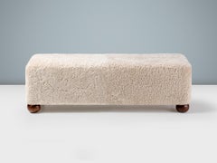 Custom Made Sheepskin Long Ottoman with Ball Feet