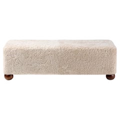 Custom Made Sheepskin Long Ottoman with Ball Feet