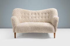 Custom Made Sheepskin Love Seat Sofa by Alfred Christensen