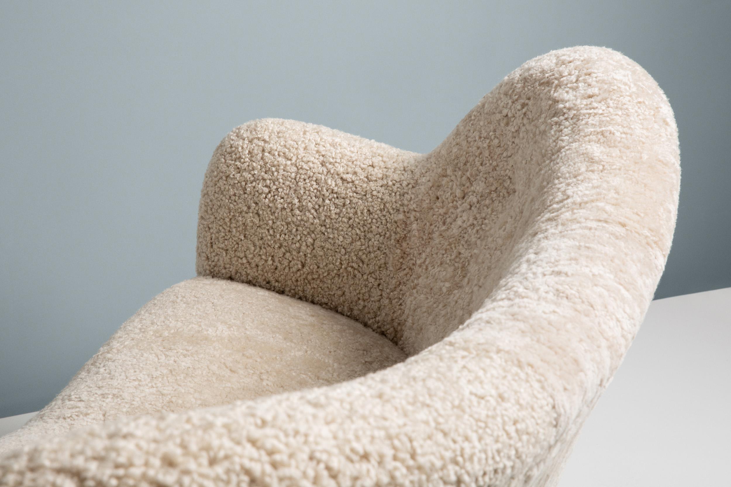 Custom Made Sheepskin Love Seat Sofa by Alfred Kristensen For Sale 2