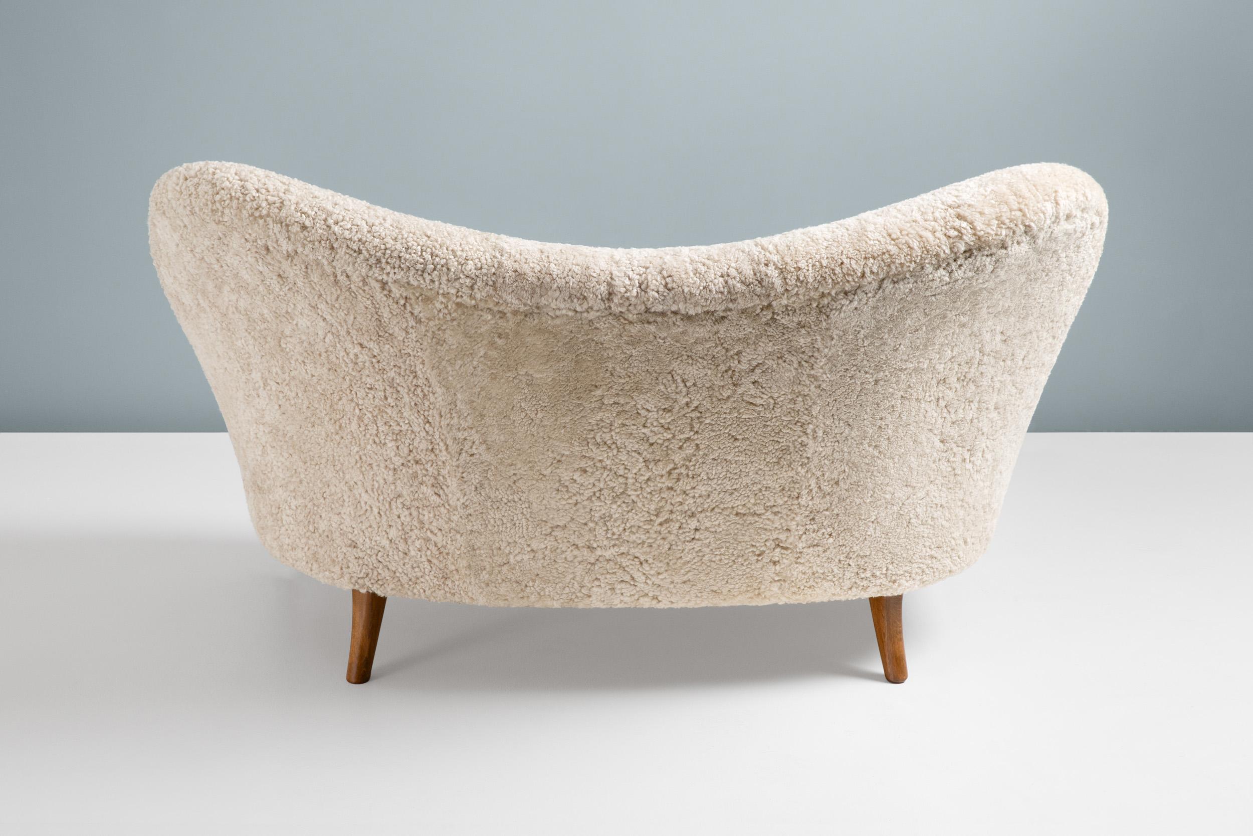 Custom Made Sheepskin Love Seat Sofa by Alfred Kristensen For Sale 3