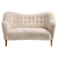 Custom Made Sheepskin Love Seat Sofa by Alfred Kristensen